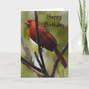 Carte Red Male Cardinal du Nord assis sur une branche