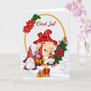 Carte Red Mr et Mme Gnome God Jul