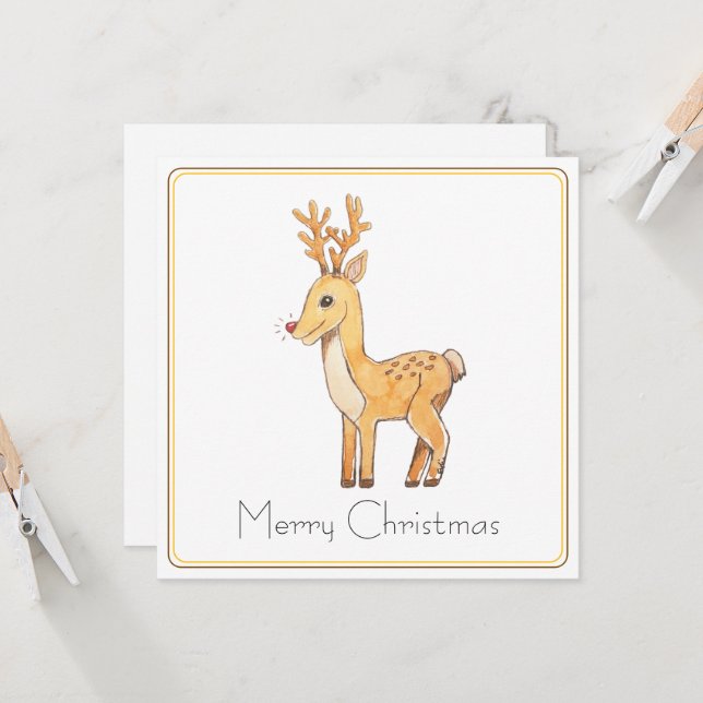 Carte Red Nose Reindeer  (Devant/Arrière en situation)