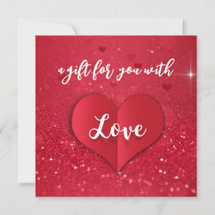Carte Red Parties scintillant Love Heart Valentine's Day