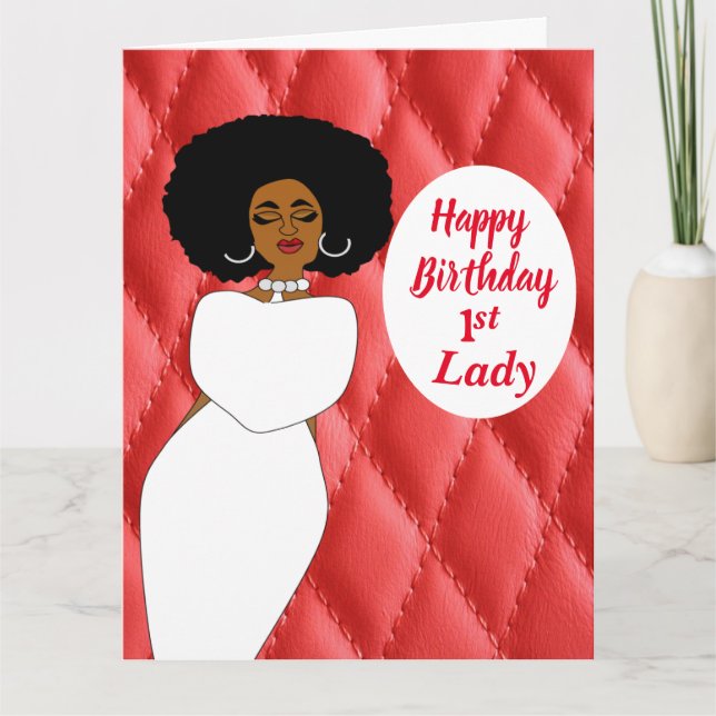 Carte Red Quilé Africain-Américain 1ère dame Anniversair (Devant)