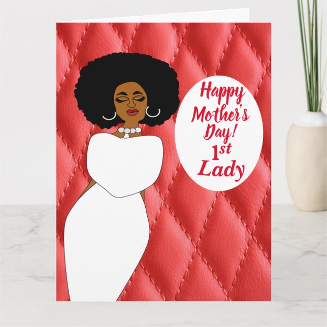 Carte Red Quilted African American 1st Lady Fête des Mèr (Devant)