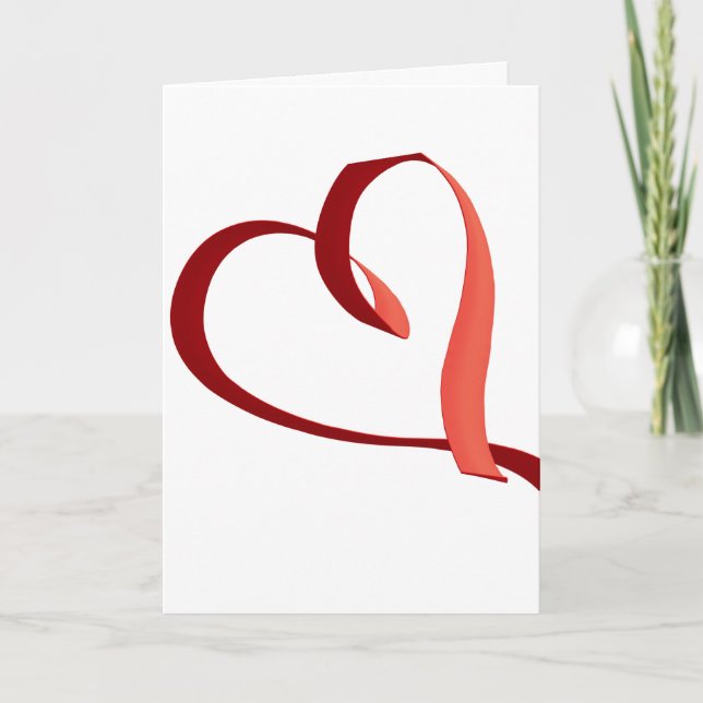 Carte Red Ribbon Header on Valentine's Card (Devant)