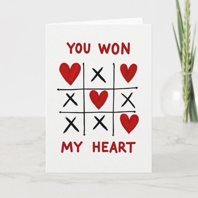 Carte Red Romantic Tic Tac Toe Card (Devant)