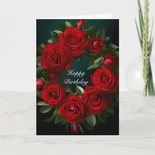 Carte Red Rose Wreath Anniversaire