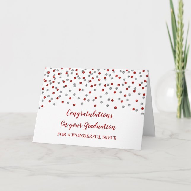Carte Red Silver Niece Félicitations Graduation (Devant)