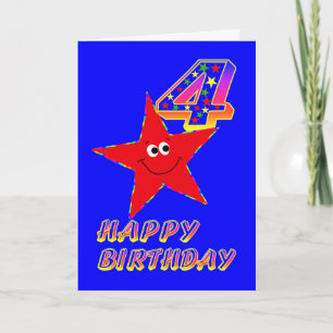 Carte Red Star Happy 4th Birthday