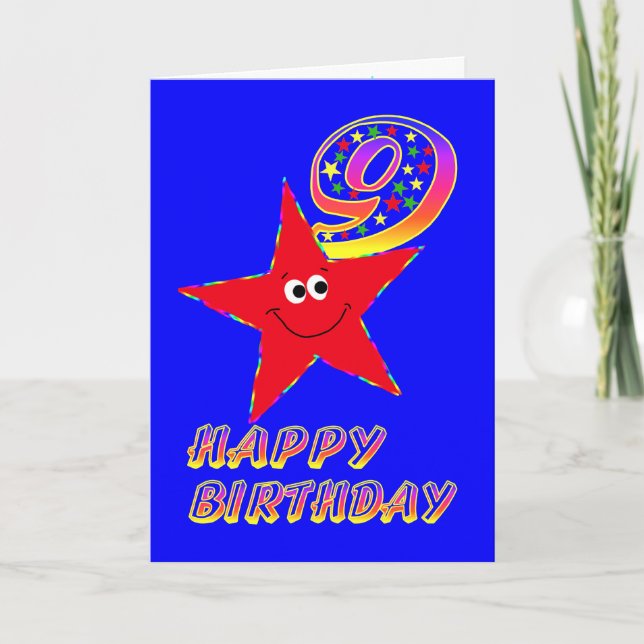Carte Red Star Happy 9th Birthday (Devant)
