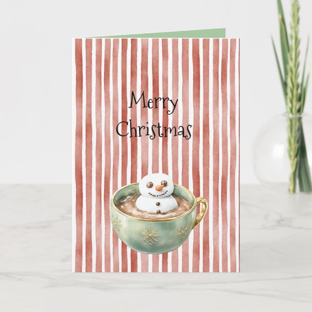 Carte Red Stripes Christmas Happy Marshmallow in Cocoa (Devant)