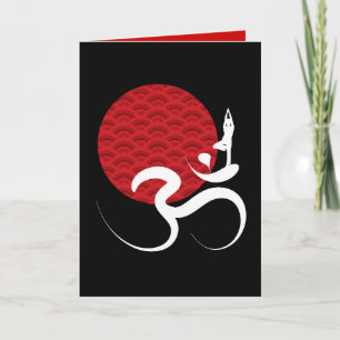 Carte Red Sun Yoga Spiritual Indian Meditation OM Aum