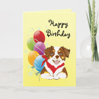 Carte Red Tri Aussie Chiot Joyeux anniversaire
