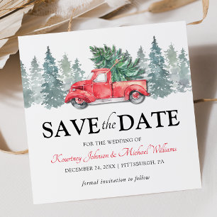 Carte Red Truck Christmas Wedding Save the Date