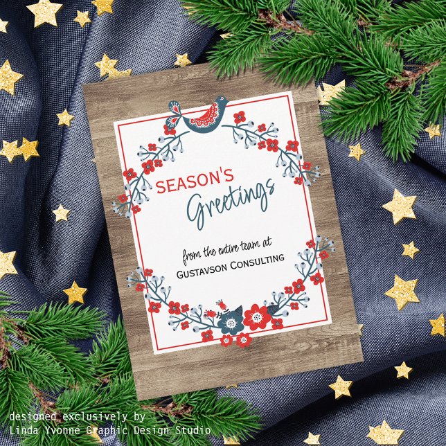 Carte Red Turquoise Blue Bird & Floral Folal Art W (Créateur téléchargé)