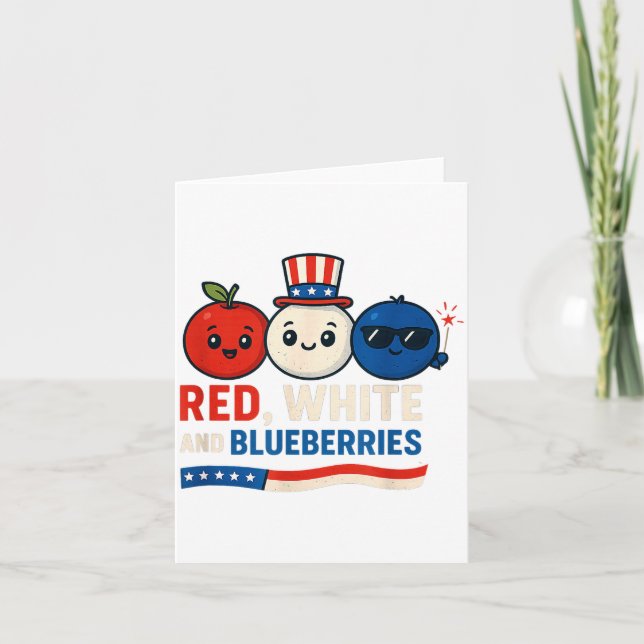 Carte Red, White And Blueberries Patriot Cute Cartoon De (Devant)