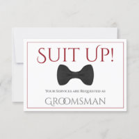 Red & White Be My Groomsman Fun Bow Cravate