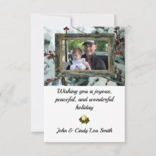 Carte Red Winter Berries Christmas Holiday Flat Card