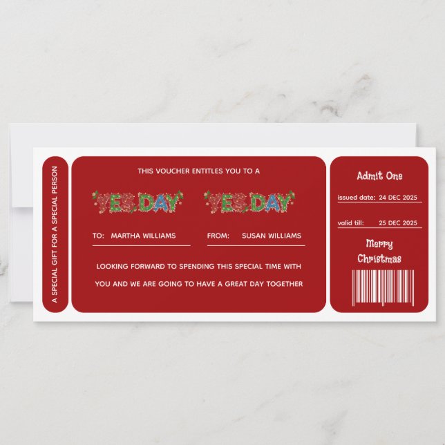 Carte Red Yes Day Christmas Gift Voucher (Devant)