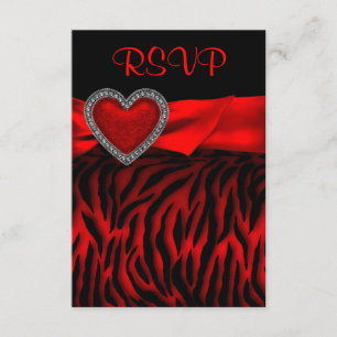 Carte Red Zebra Red Heart RSVP