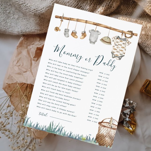 Carte Reel Amusant Pêche Maman Ou Papa Baby shower Jeu (Créateur téléchargé)