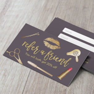 Carte référral Purple & Gold Beauty Salon
