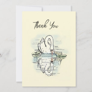 Carte Réflexion cygne vintage Merci coloré