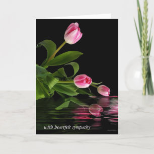 Carte Réflexion Tulipe Rose Dans La Sympathie De L'Eau