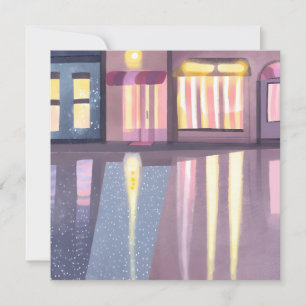 Carte Réflexions pluvieuses Aquarelle contemporaine lo