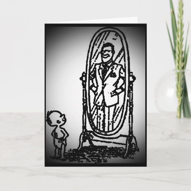 Carte Regarder dans le miroir Voir mon père vacances (Devant)
