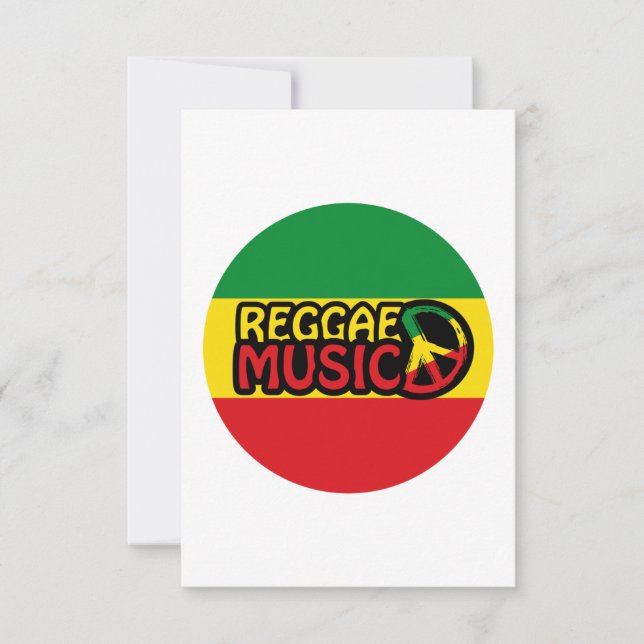 Carte Reggae Musique, reggae art avec symbole de paix (Devant)