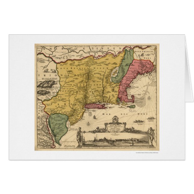 Carte régionale de la Nouvelle Angleterre - 1685 (Devant horizontal)