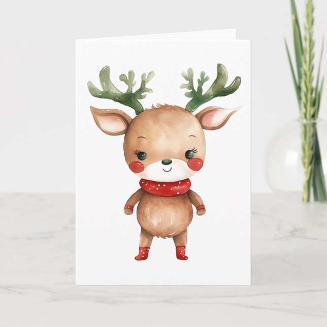 Carte Reindeer Carton Cute (Devant)