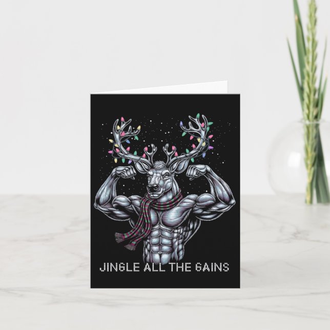 Carte Reindeer De Noël Gym Entraînement Jingle Tout Gain (Devant)