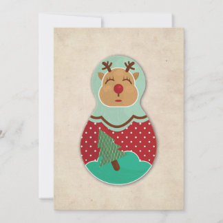 Carte Reindeer, Deer, Russian doll, Babushka, Matroshka