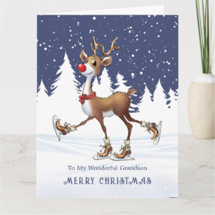 Carte Reindeer Rudolph Grandson Noël