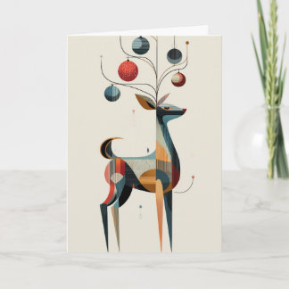 Carte Reindeer with ornaments on antlers 
