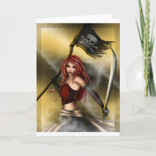 Carte Reine de pirate avec le drapeau