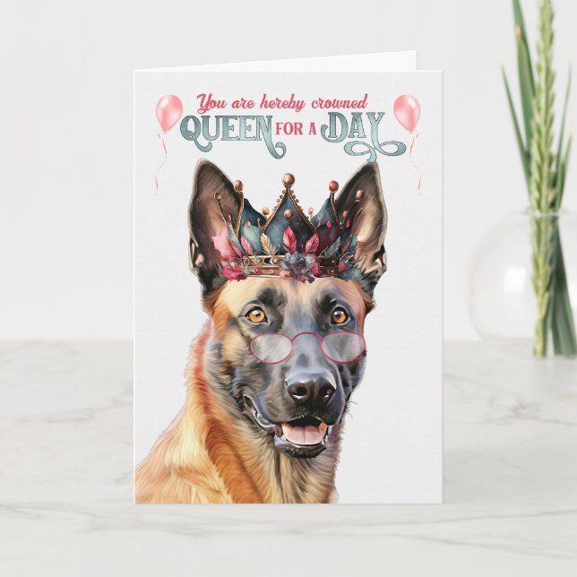 Carte Reine des chiens Malinois pour la journée drôle An (Devant)