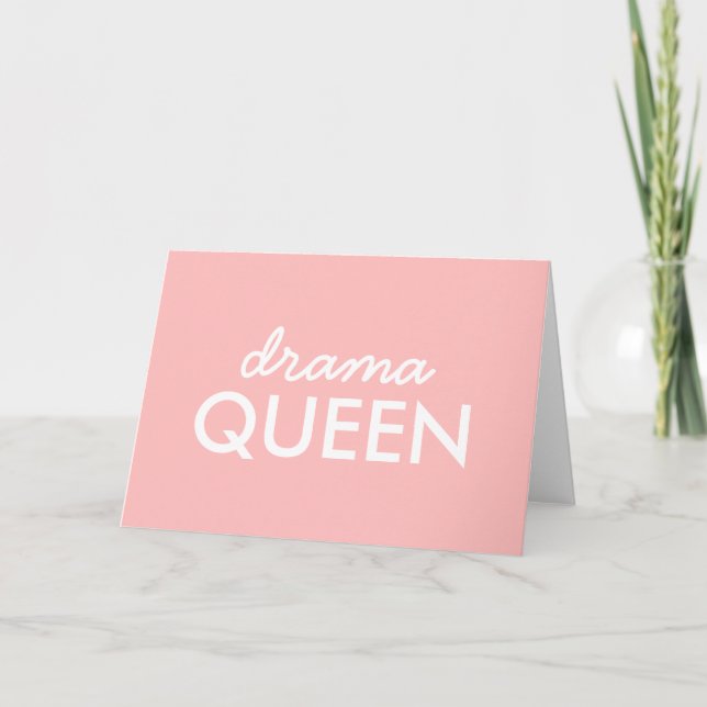 Carte Reine Drame | Moderne Tendance Mignonne Rose Éléga (Devant)