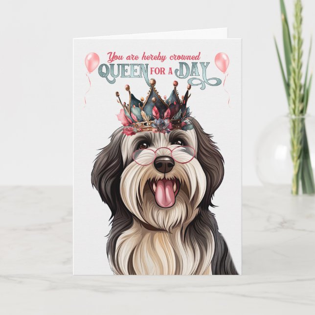 Carte Reine du chien tibétain Terrier pour une journée d (Devant)