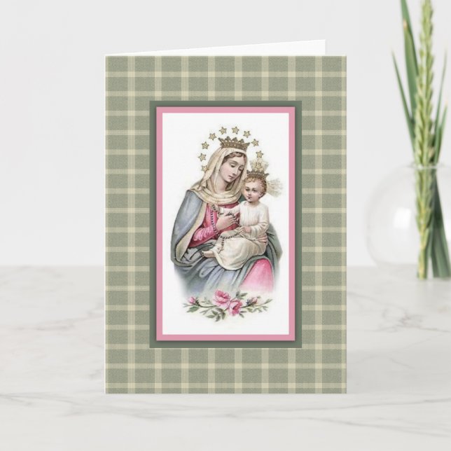 Carte Reine du Ciel Vierge Marie Bébé Jésus (Devant)