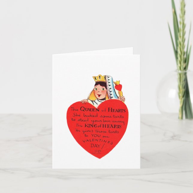 Carte Reine vintage des Coeurs Valentine (Devant)