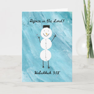 Carte Rejoice in the Lord Snowman Holiday Card