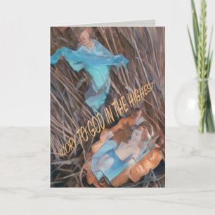 Carte Réjouissez-vous Sauveur est né ange & bébé Jésus N