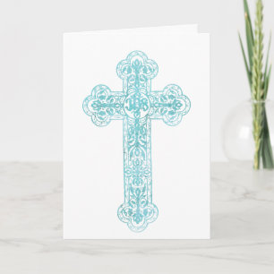 Carte religieuse catholique turquoise