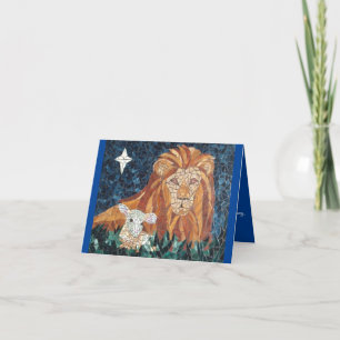 Carte religieuse de Noël Lion et agneau