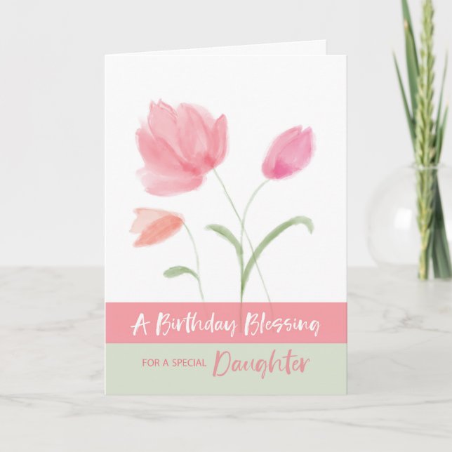 Carte Religieuse Fille Anniversaire Bénédiction Fleurs R (Devant)