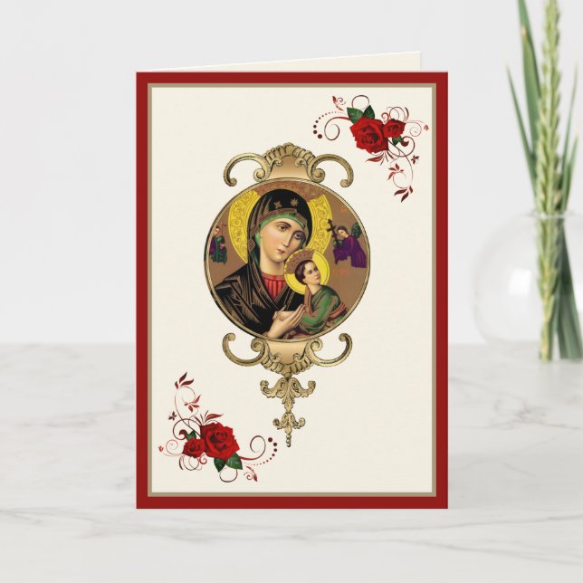 Carte Religieuse Mère Perpétuelle Aide Catholique Jésus  (Devant)