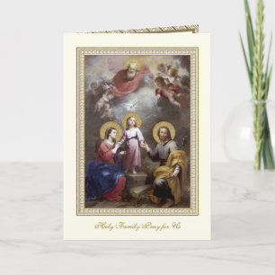 Carte Religieuse Sainte Famille Prière des Trois Coeurs