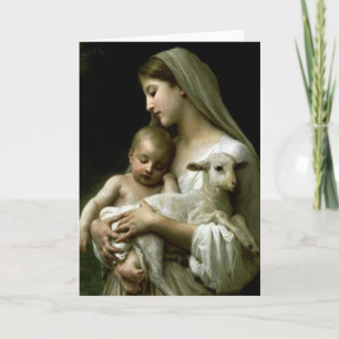 Carte Religieuse Vierge Marie Jésus Agneau