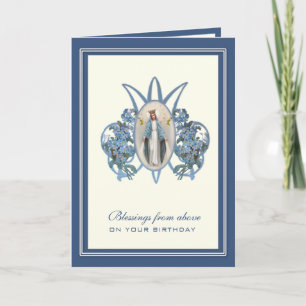 Carte Religieux Anniversaire Vierge Marie Floral